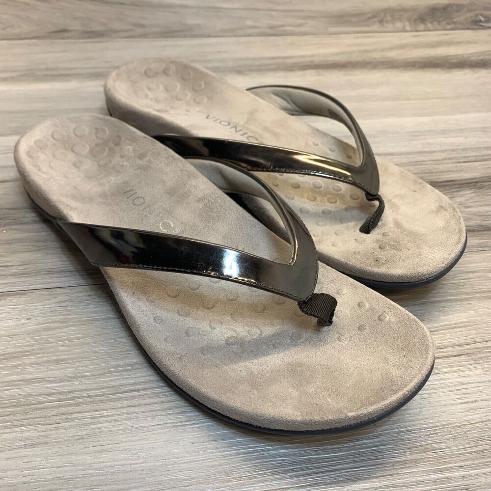 Vionic Dillon toe post thong slide sandals Size 11 in Pewter